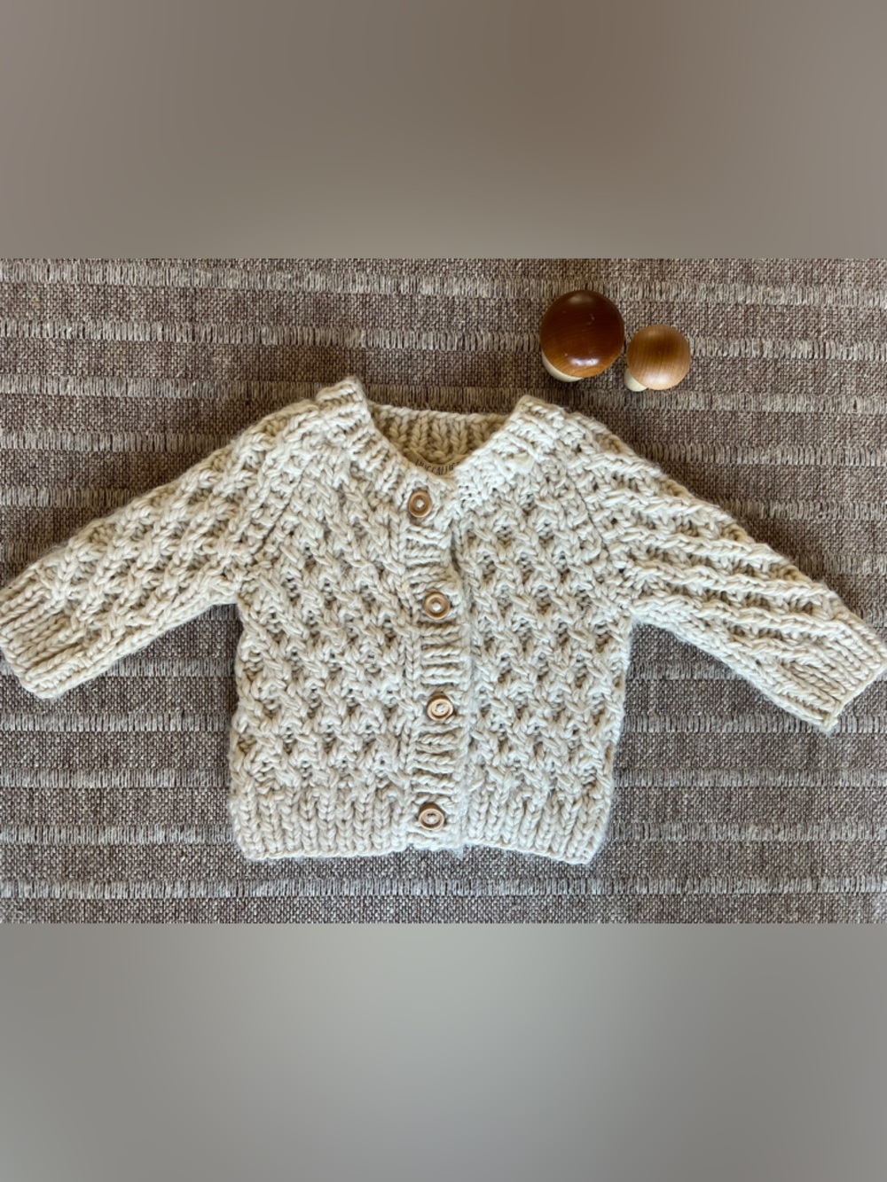 Cream Cable-Knit Baby Cardigan Sweater